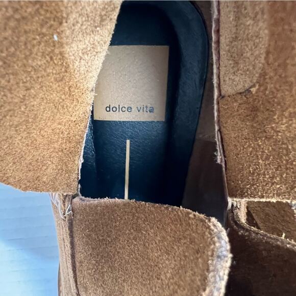Dolce Vita Booties Womens 7 Chestnut Brown Suede Leather Western Block Heel Boho - Picture 6 of 12